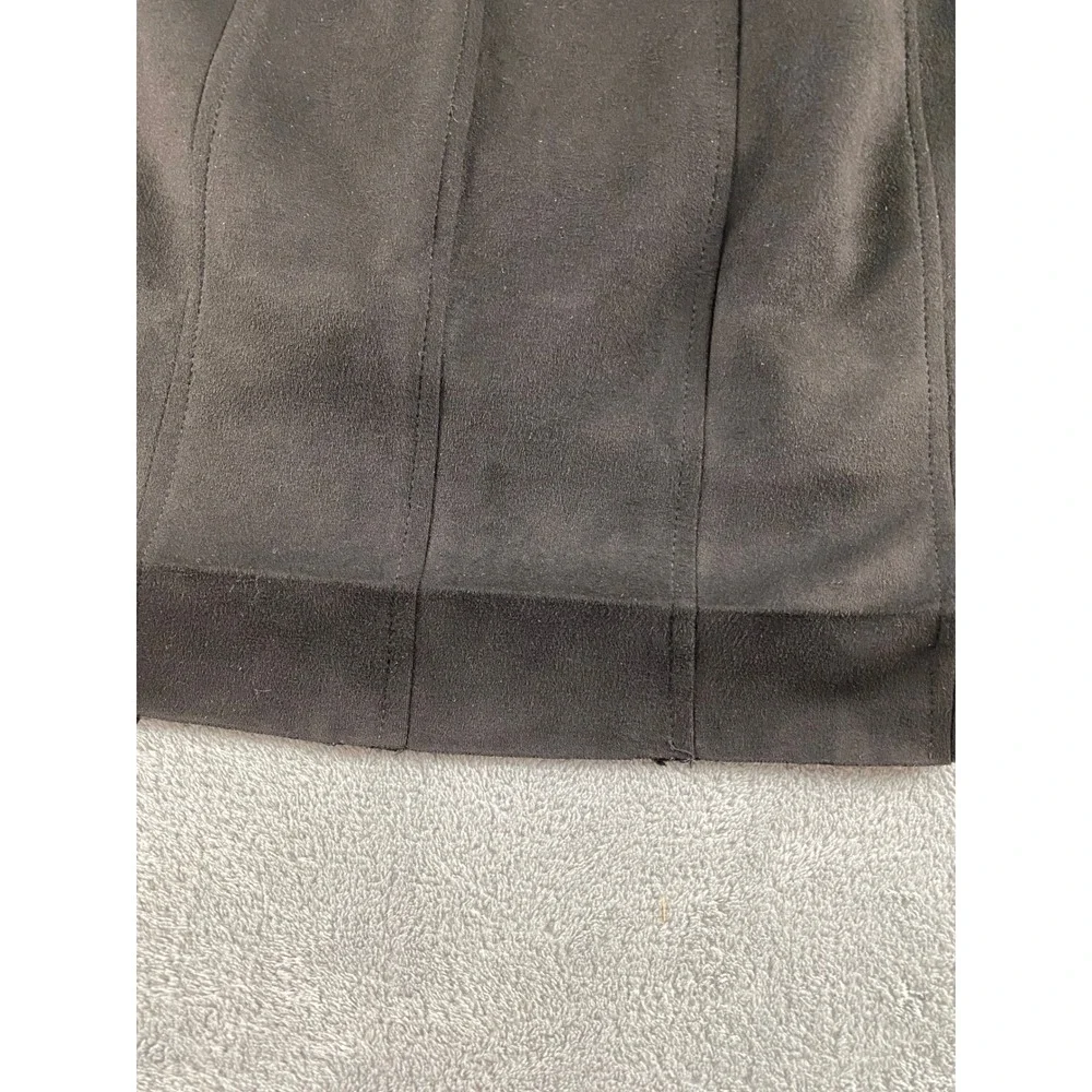 Free People Black Faux Suede Ruched Mini Skirt‎ Side Slit Size 2 OB1003429